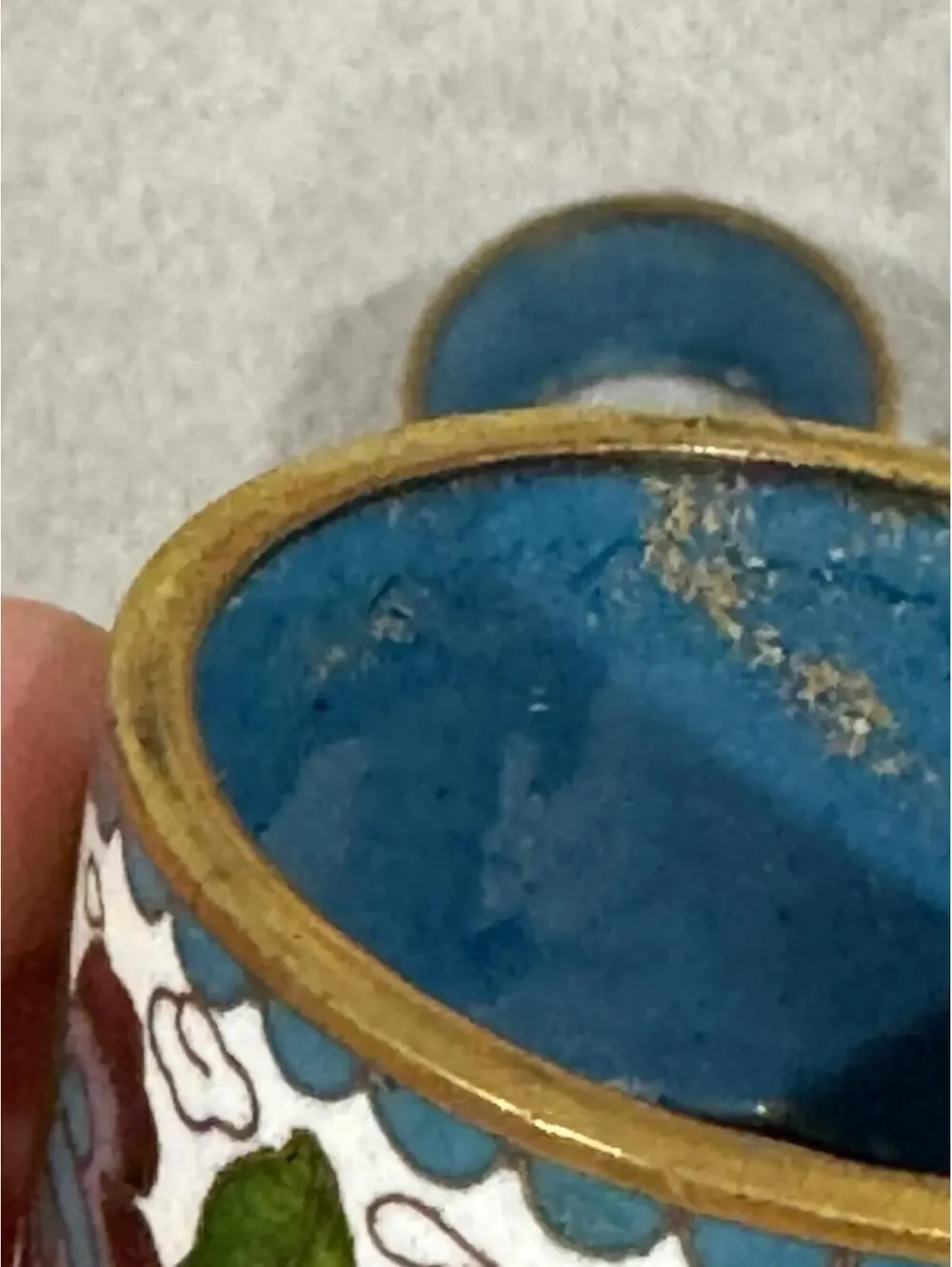 Vintage Cloisonné Enamel Napkin Rings Chinese 6 Red Blue Green Floral